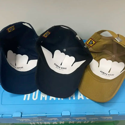 HUMAN MADE Cartoon Animal Head Baseball Cap Japanese Street Spring Summer Unisex Sun Peaked Hat Daily