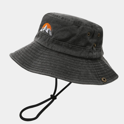 Washed Cotton Embroidery Fishing Fisherman Hats Bucket Hat