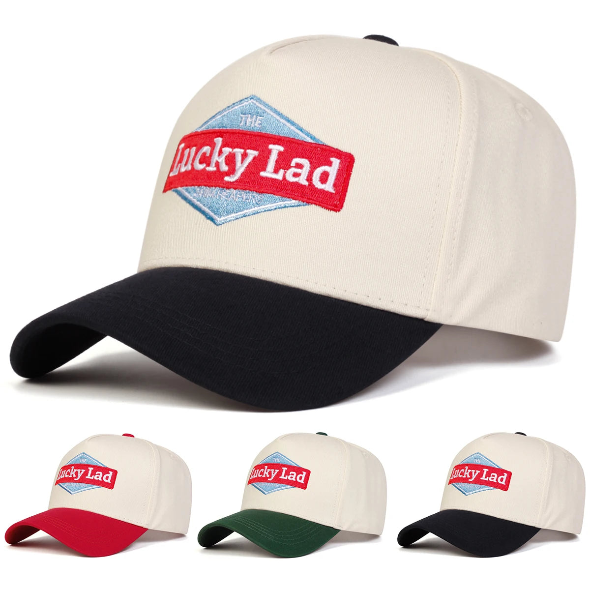 Unisex Lucky Lad Letter Embroidery Baseball Caps Spring and Autumn