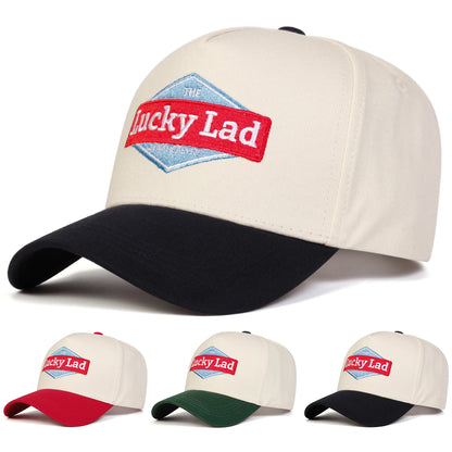 Unisex Lucky Lad Letter Embroidery Baseball Caps Spring and Autumn