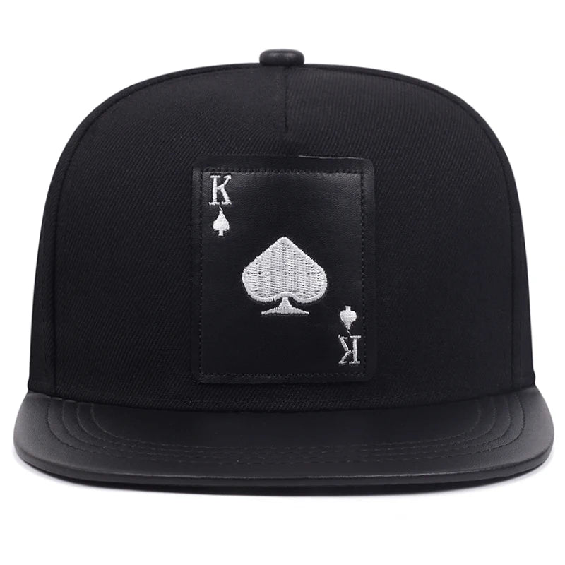Tide Poker Spades K Embroidery Flat Edge Hat Street Hip Hop Hat