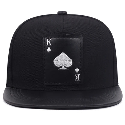 Tide Poker Spades K Embroidery Flat Edge Hat Street Hip Hop Hat