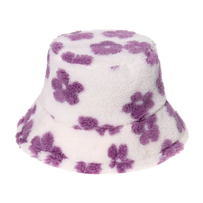 Winter Bucket Hat Women's Fashion Leopard Panama Warm Hats Female Vintage