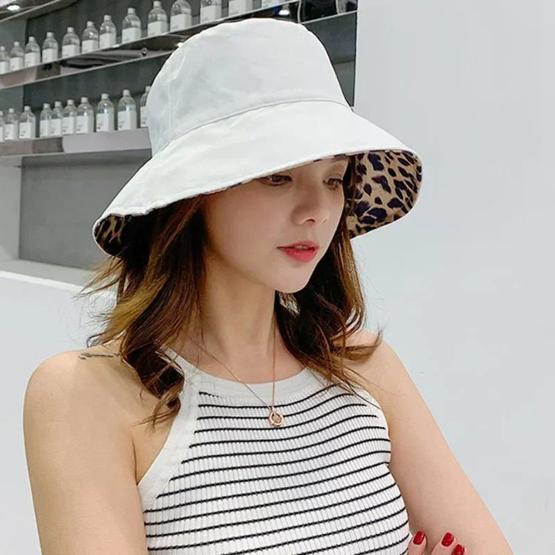 Fashion Leopard Reversible Breathable Cotton Bucket Hat