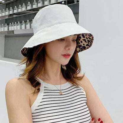 Fashion Leopard Reversible Breathable Cotton Bucket Hat