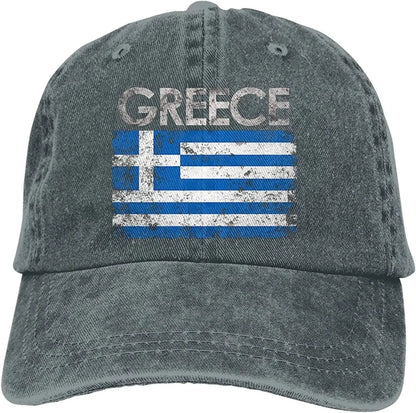 Greek Flag of Greece Denim Hats for Mens Womens Baseball Caps