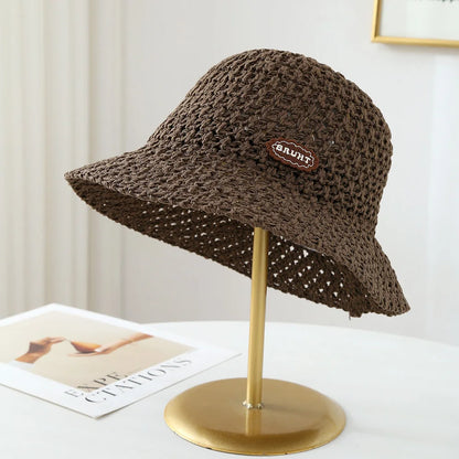 Woven Straw Rope Bucket Outdoor Cap Sunshade Ins Fashion Good Bucket Hats