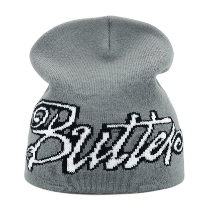 Y2k Letter Butter Knit Hats Skullies Beanies Autumn Winter Warm Hat