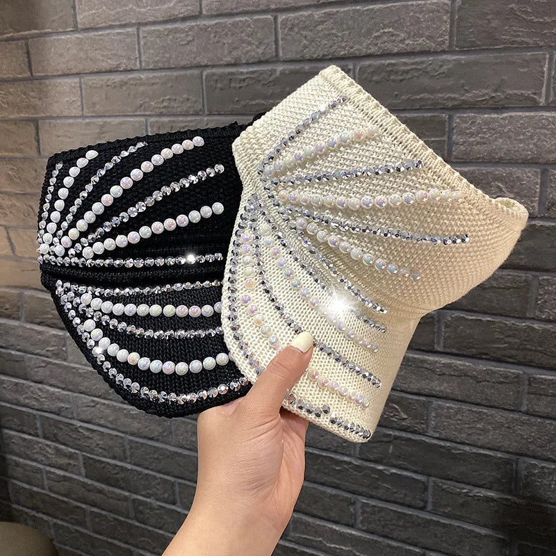 Shining Diamonds Pearls Sun Hats For Women