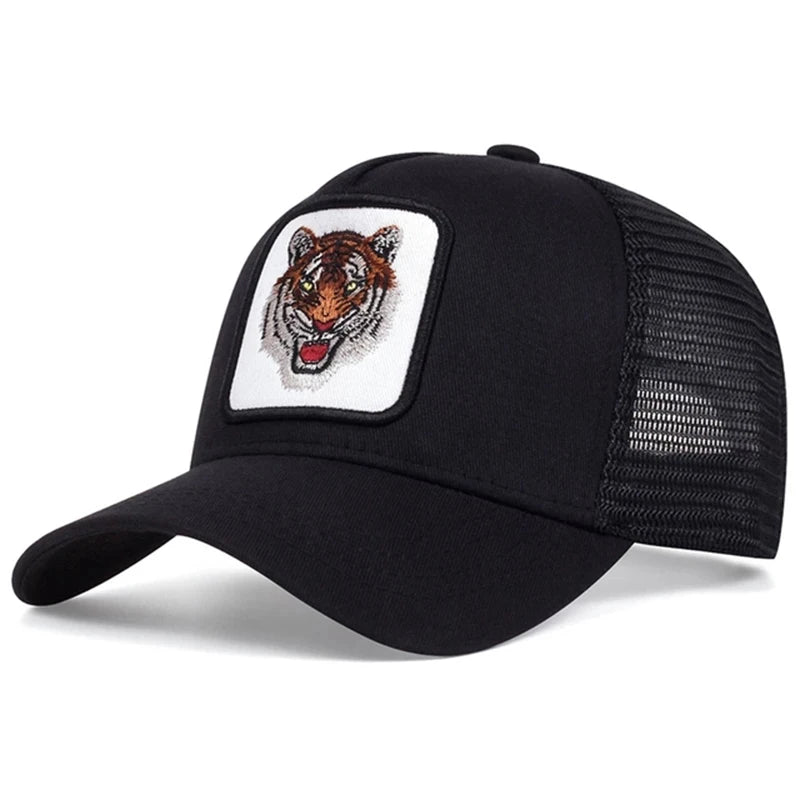 Unisex Tiger Embroidery Baseball Net Caps