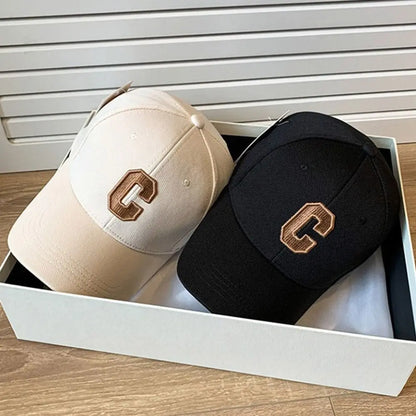 Sun Protection Adjustable Baseball Caps C Letter Embroidered Breathable Soft Top Caps