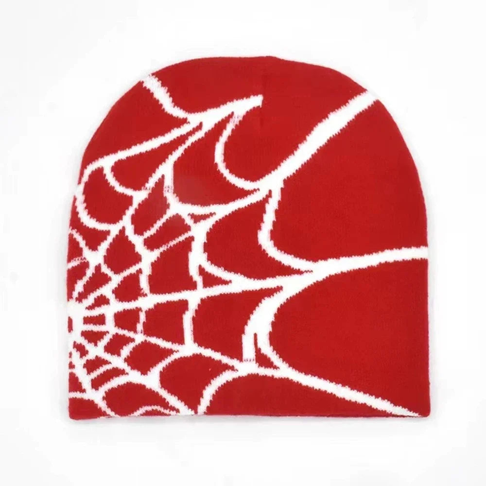 Spider Web Design Knit Beanie Hat Unisex Warm Skullies For Cold Weather Outdoor