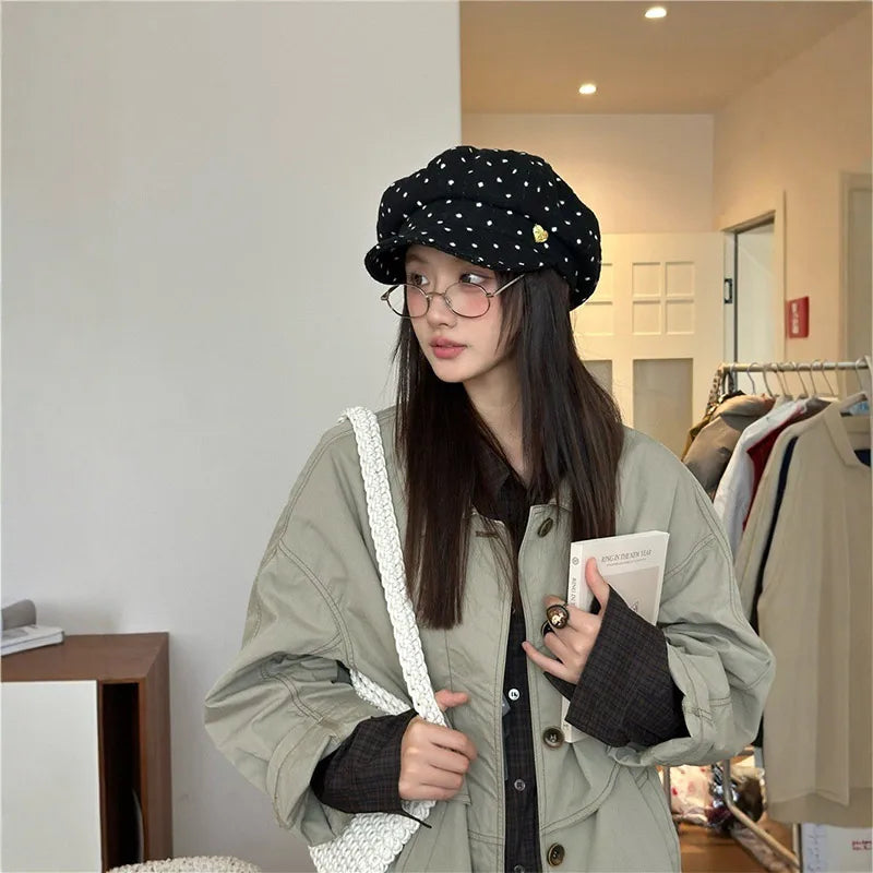 Wave Point Art Octagonal Hat Retro Leisure Versatile Painter Hat