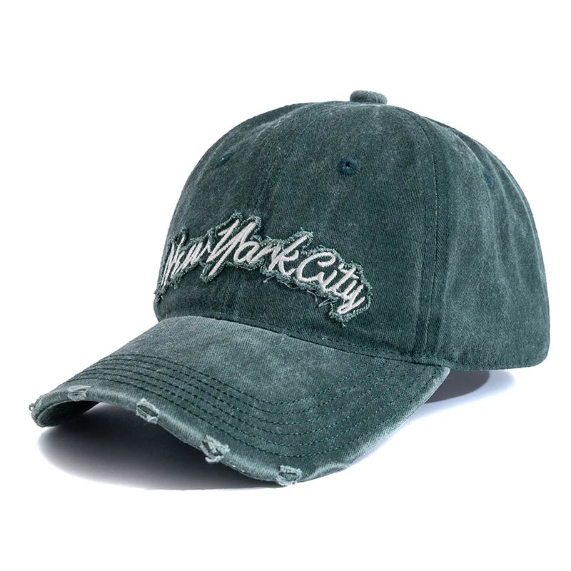 Unisex Retro Style Baseball Cap New York City Embroidery Washed Cotton Cap Men Women
