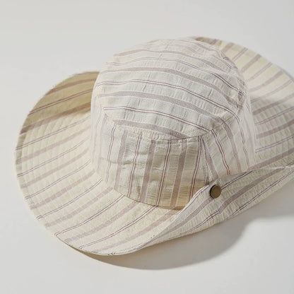 Simple Travel Striped Bucket Hat