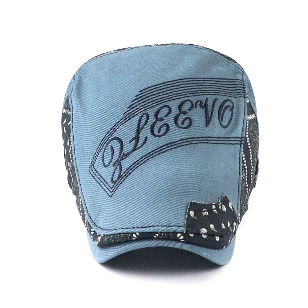 Men Letters Embroidered Newsboy Hat Women Fashion Adjustable