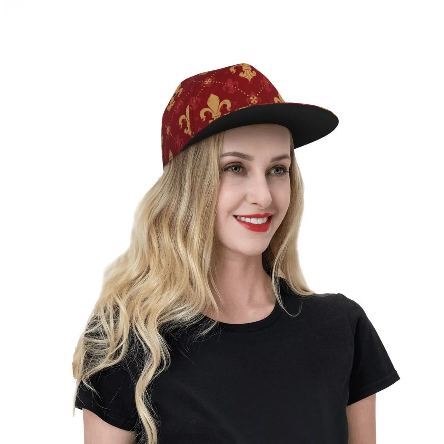 Coat Of Arms Red Lily Flat Brimmed Hat Street Skateboarding Hip Hop Hat