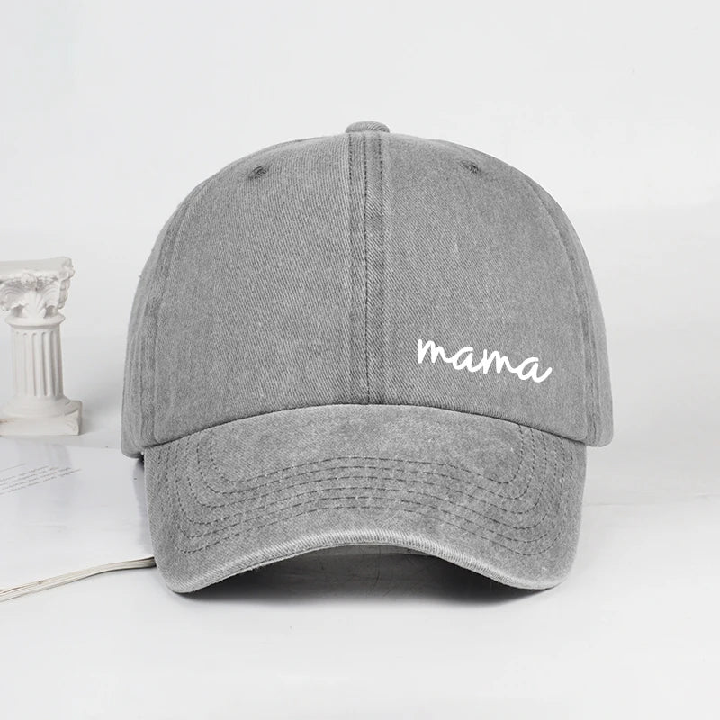 Minimalist "Mama" Print Washed Baseball Cap