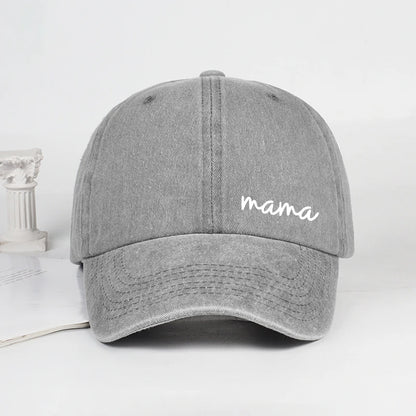 Minimalist "Mama" Print Washed Baseball Cap