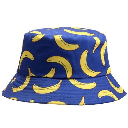 Summer Spring Thin Shade Banana Print Cotton Polyester Soft Bucket Hat