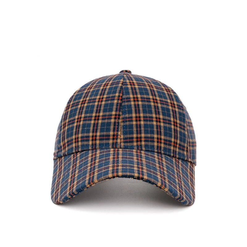 The Retro And Fashionable Color-Blocked Checkered Baseball Cap