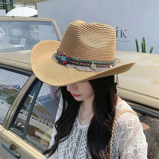 Summer Beach Bohemia Jazz Cap Unisex Breathable Outdoor Holiday Sun Hat