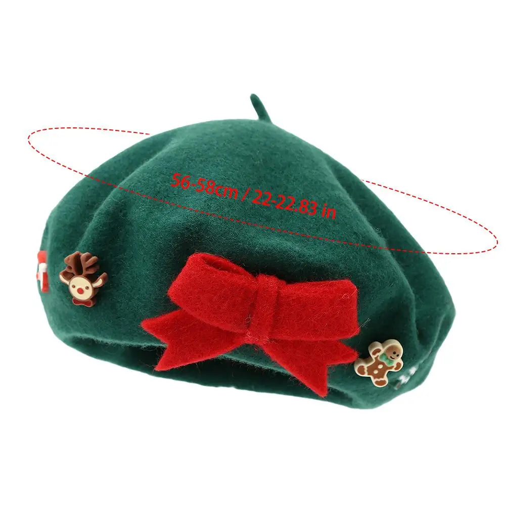 Fashion Christmas Beret Hat Red Green Sweet Christmas Beret Hat