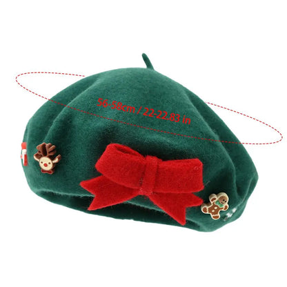 Fashion Christmas Beret Hat Red Green Sweet Christmas Beret Hat
