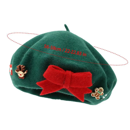 Fashion Christmas Beret Hat Red Green Sweet Christmas Beret Hat