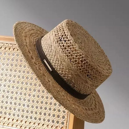 New Summer French Raffia Straw Hat - Hand Woven Hollow Flat