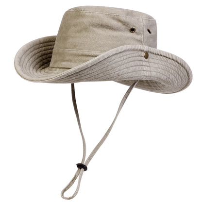 Men Big Eaved Washed Bucket Hats Fishermen Caps Outdoor Casual Cap Men