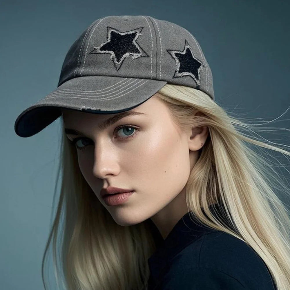 Summer Washed Denim Baseball Cap Casual Outdoor Adult Cotton Star Hat For Men And Women Hats