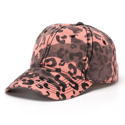 New Spring and Autumn Washed Leopard Print Baseball Cap All Cotton Camouflage Duckbill Cap Fashionable