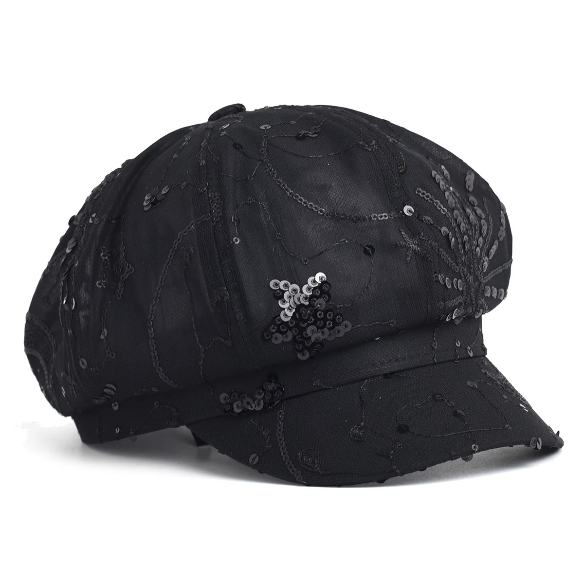 Women’s Sequined Beret Hat Korean Style Sparkle Newsboy Cap