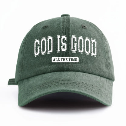 God Is Good Printed Water Washed Baseball Hat Simple