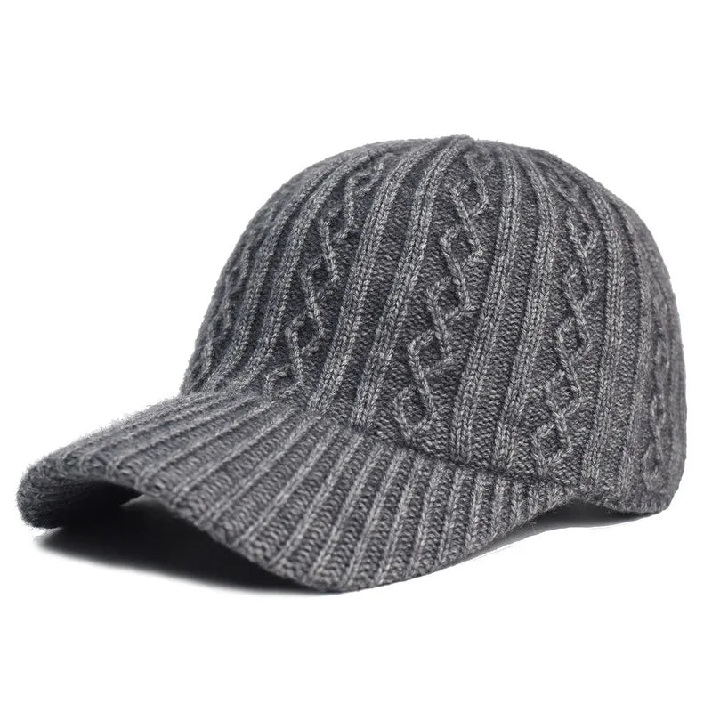 Autumn and Winter Knitted Wool Baseball Cap Korean Style Warm Solid Color Plain Duckbill Cap Versatile Fashionable