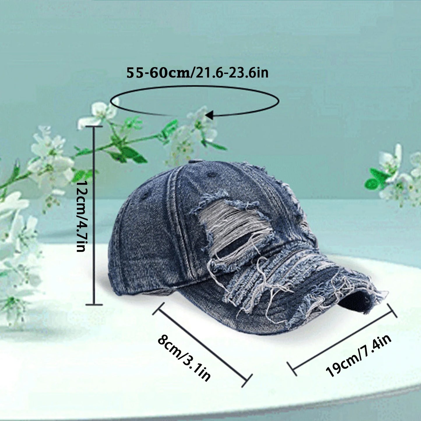 Hot Distressed Baseball Cap Washed Cotton Trendy Unisex Soft Top Sun Hat