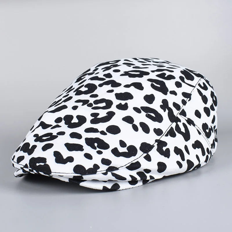 Spring Fashion Dot Leopard Newsboy Cap Women Cotton