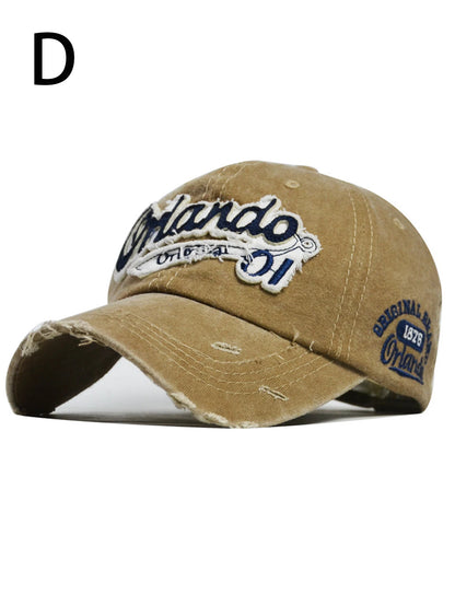 Unisex All Season Fashionable Washed Retro Retro Letter Orlando Baseball Cap