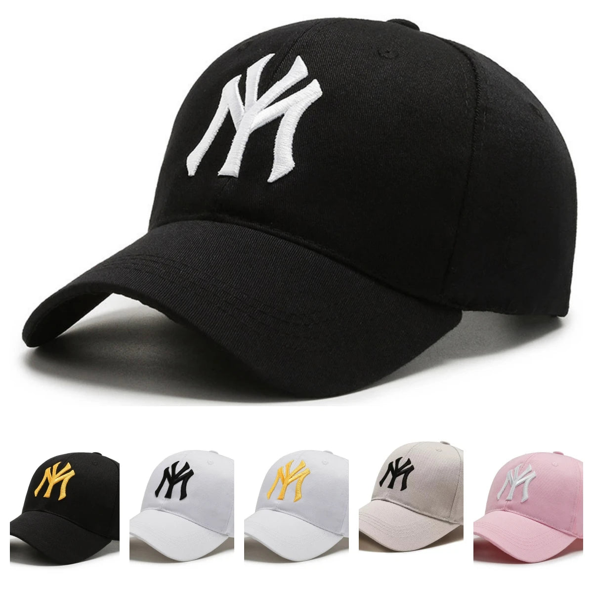 Vintage NY Logo Embroidery Baseball Cap, Casual Cotton Adjustable Dad Hat