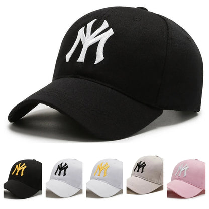Vintage NY Logo Embroidery Baseball Cap, Casual Cotton Adjustable Dad Hat