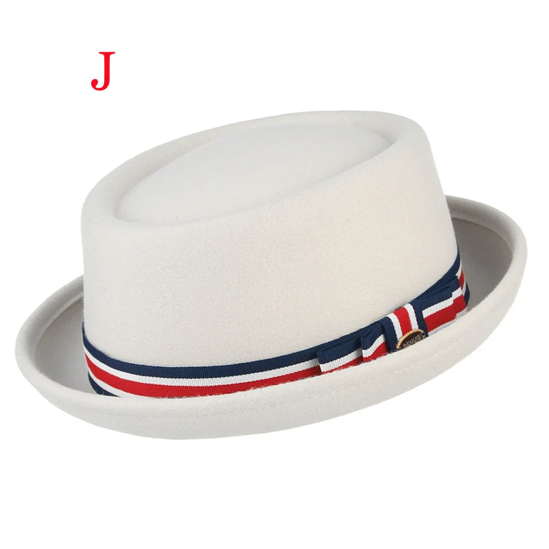 100% Wool Pork Pie Fedora Hat For Women Men