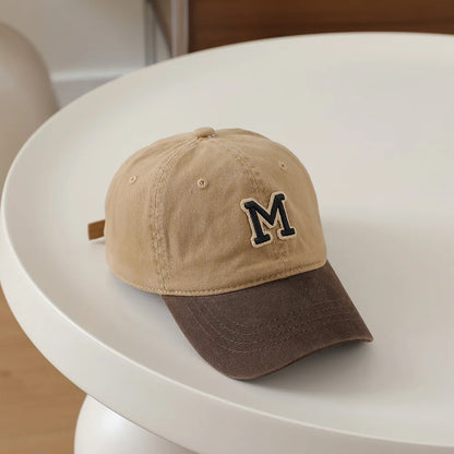 Children's Hat Letter M Washed Cap Korean Style New Sun Hat