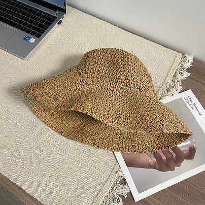 Women Straw Hat Showing Face Small Bucket Hat