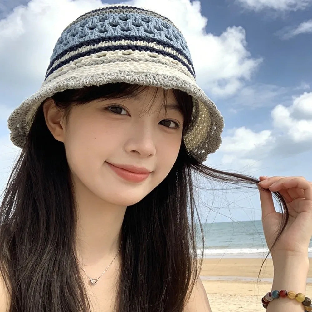 Popular Wide Brim Striped Bucket Hat