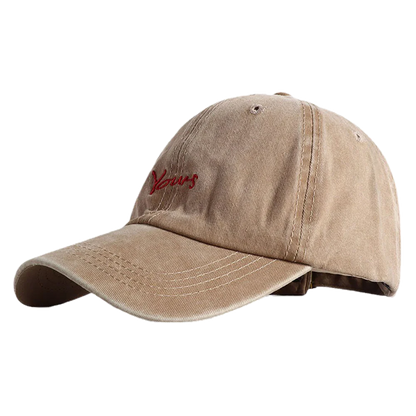 Unisex Yours Letter Embroidery Washed Cotton Baseball Cap