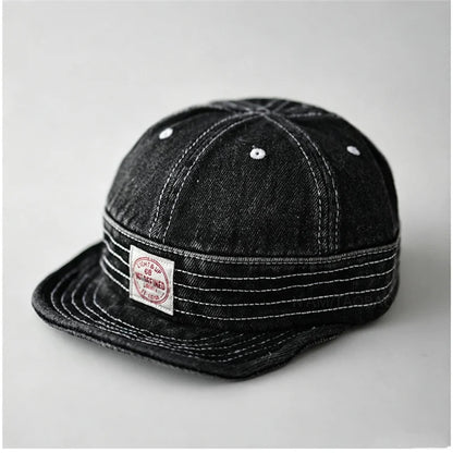 Washed Patch-Lettered Soft-Brimmed Denim Baseball Cap