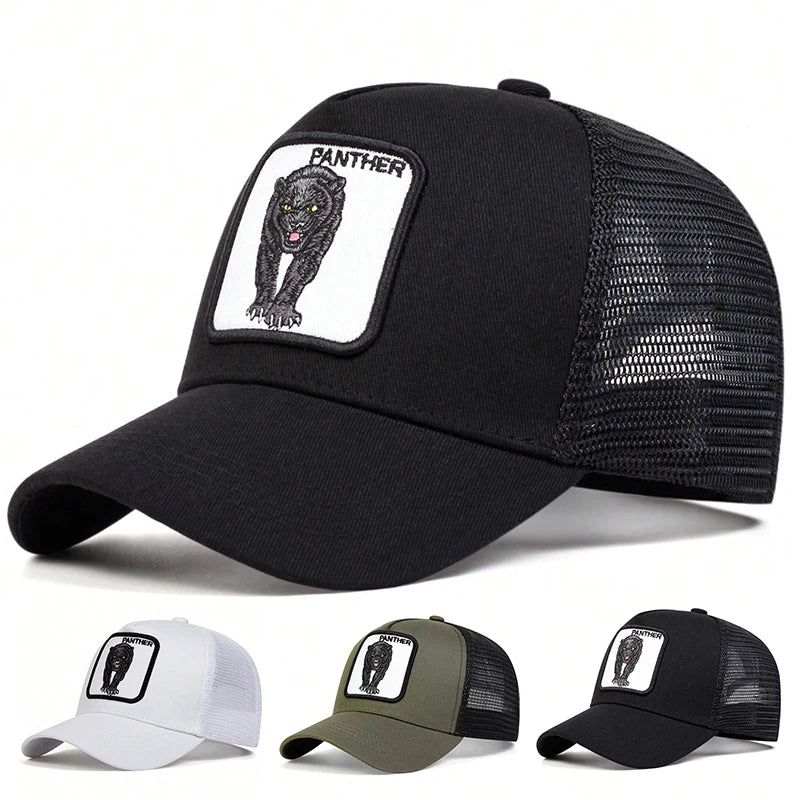 Unisex Leopard Embroidery Baseball Net Caps Spring and Summer