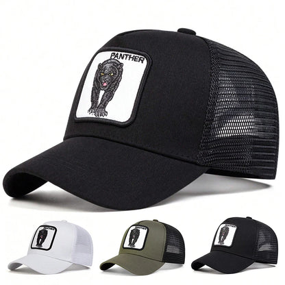 Unisex Leopard Embroidery Baseball Net Caps Spring and Summer