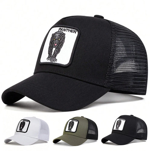 Unisex Leopard Embroidery Baseball Net Caps Spring and Summer
